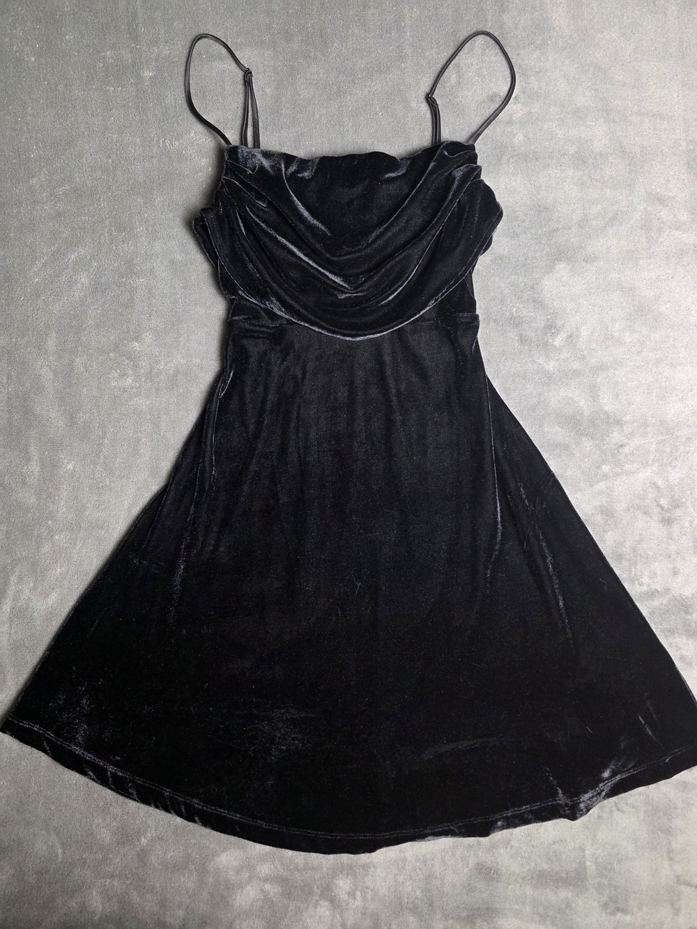 Urban Outfitters Black Velvet Cowl Neck Mini Dress XS Spaghetti Strap - Picture 3 of 10